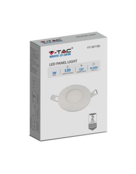Panel V-TAC SKU216294 VT-307 6000K 3W 130lm