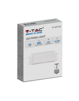 Panel V-TAC SKU214865 VT-607 6400K 6W 490lm