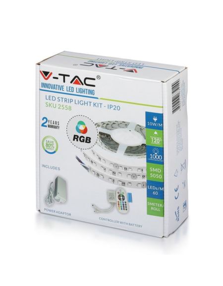 Taśma V-TAC SKU2558 VT-5050 60 IP20-RGB RGB 10W 10
