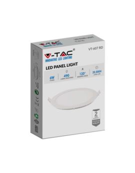 Panel V-TAC SKU214856 VT-607 6400K 6W 490lm